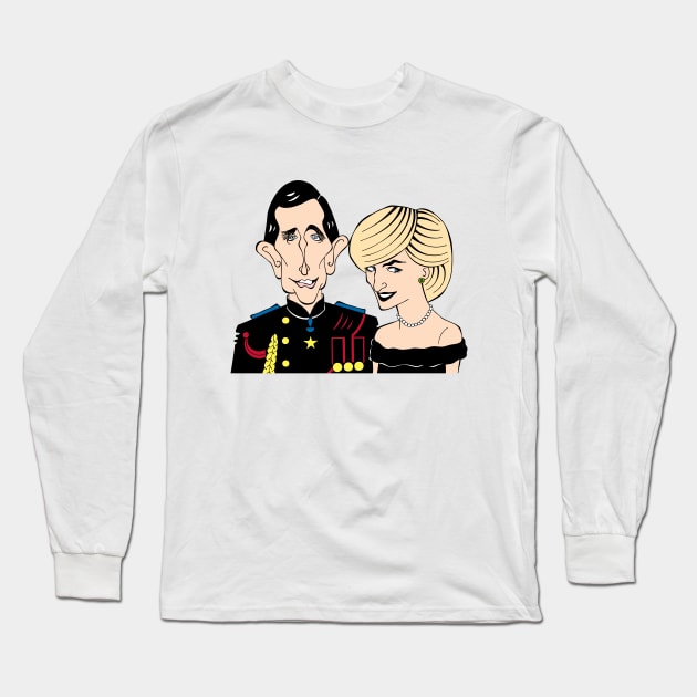 PRINCESS DIANA AND PRINCE CHARLES FAN ART1 Long Sleeve T-Shirt by cartoonistguy